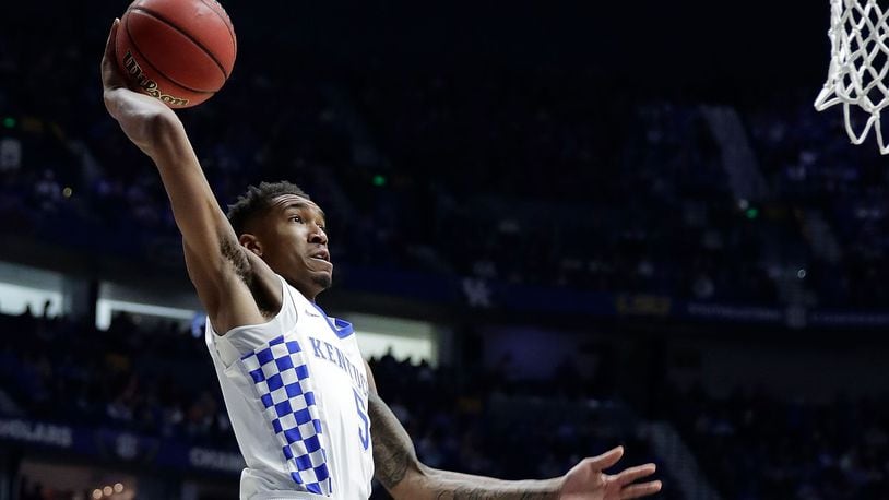 NASHVILLE, TN - MARCH 12: Malik Monk #5 of the Kentucky Wildcats drives against the Arkansas Razorbacks during the championship game at the 2017 Men’s SEC Basketball Tournament at Bridgestone Arena on March 12, 2017 in Nashville, Tennessee. (Photo by Andy Lyons/Getty Images)