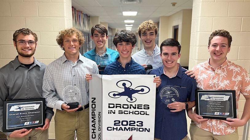 Bellbrook High School's drone team, the "Hog Flyers" made a clean sweep of their national championship in Denver, Colorado this year. CONTRIBUTED