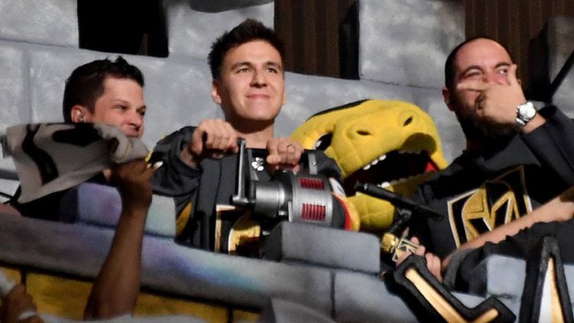 Buzzing in: James Holzhauer not only is quick on the draw at "Jeopardy!" he also showed some talent sounding a siren at a Vegas Knights playoff game last month.