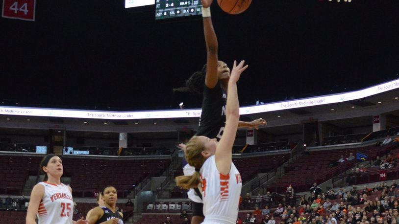 Versailles lost 53-47 to Columbus Africentric in the girls high school basketball D-III state final at OSU’s Schottenstein Center on Sat., March 17, 2018. ERIC FRANTZ / CONTRIBUTOR