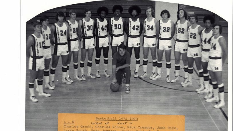 The 1972-73 Sinclair Tartans coached by Kevin O’Neill (kneeling in front of team). CONTRIBUTED