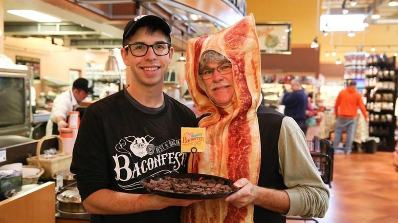 Dorothy Lane Market has a bit of fun with its Baconfest, as this photo from a previous Baconfests suggests. Image from Dorothy Lane Market Facebook page.
