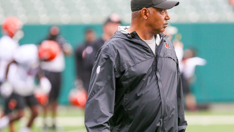 Bengals head coach Marvin Lewis during team practice at Paul Brown Stadium, Tuesday, June 13, 2017. GREG LYNCH / STAFF
