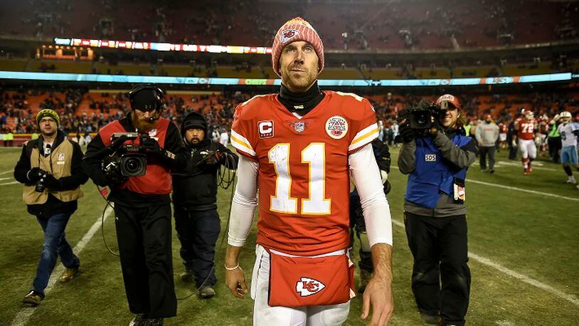 Kansas City Chiefs quarterback Alex Smith (11) walks off the field after the Chiefs lost to the Tennessee Titans, 22-21, on January 6, 2018, during the AFC Wild Card playoff game at Arrowhead Stadium in Kansas City, Mo. (David Eulitt/Kansas City Star/TNS)