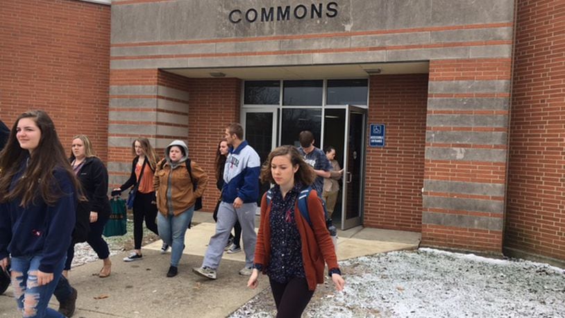 Students walk out of Kettering Fairmont High School in Kettering. NICK BLIZZARD / STAFF