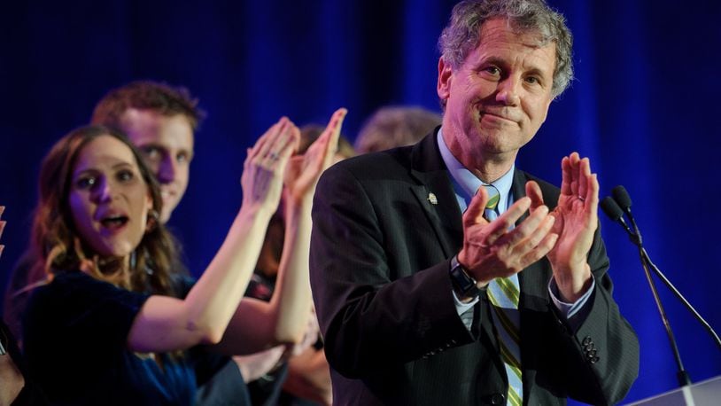 U.S. Sen. Sherrod Brown celebrates his campaign victory at the Hyatt Regency on November 6, 2018 in Columbus, Ohio. Sherrod defeated Republican challenger Jim Renacci to win a third term in the U.S. Senate. (Photo by Jeff Swensen/Getty Images)