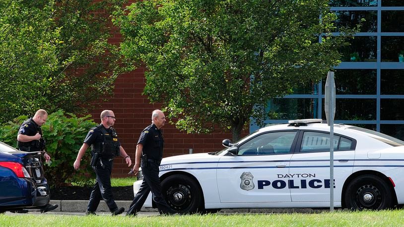 Dayton police determined a report of an active shooter at Belmont High School on Friday, Sept. 23, 2022 was a hoax. MARSHALL GORBY / STAFF