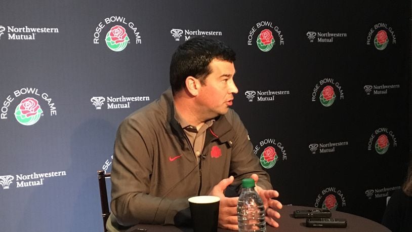 Ryan Day takes questions about the Rose Bowl. Marcus Hartman/STAFF