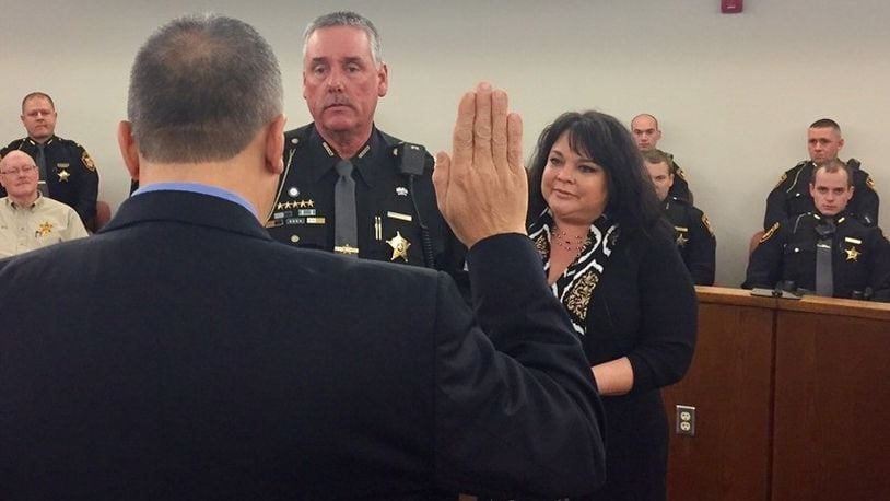 Miami County Sheriff Dave Duchak, taking the oath of office.