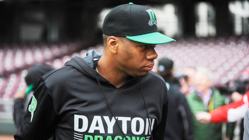 Hunter Greene, the Reds' No. 1 draft pick last year, will begin the 2018 season with the Class A minor-league Dayton Dragons. MARC PENDLETON / STAFF