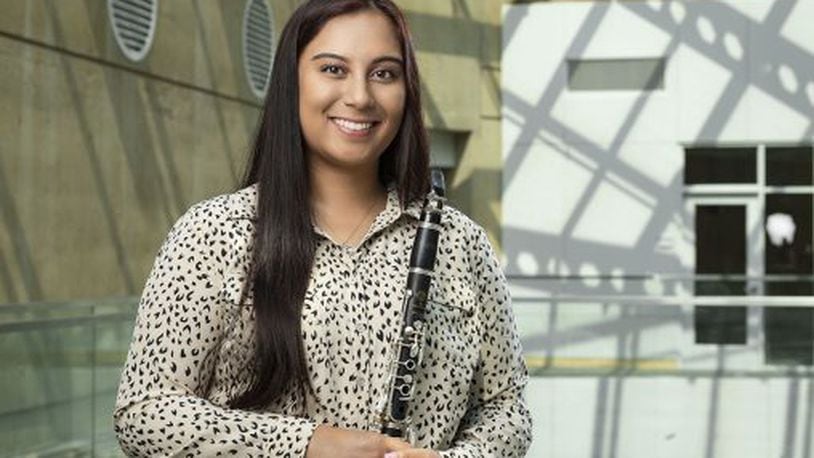 Clarice Wellmeier is entering her fifth year at Wright State University as an accountancy major and a clarinet minor. Her interest in survival training is a nod to her military background. Contributed