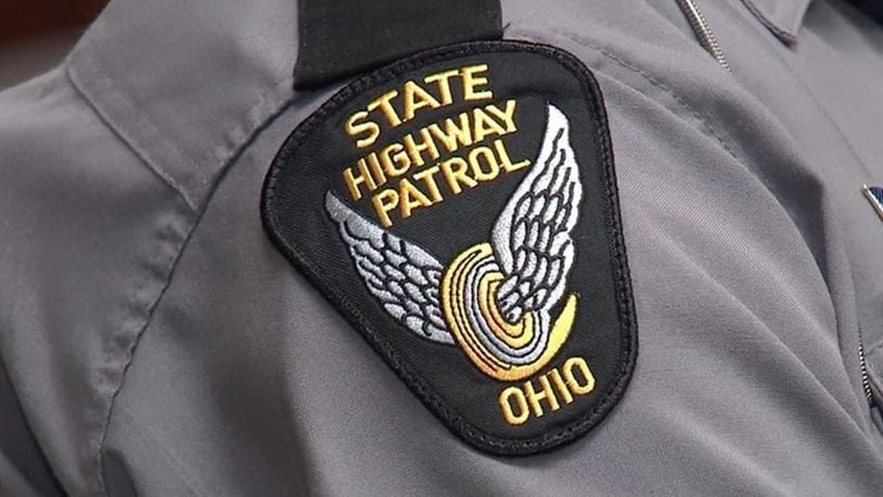 Ohio State Highway Patrol badge on a state trooper. CONTRIBUTED