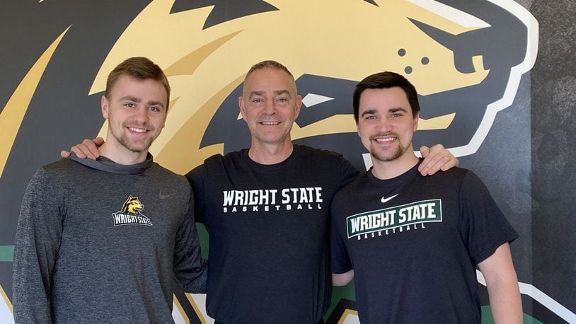 The Nagys (from left) TJ, Scott and Nick on Thursday at Wright State. Photo courtesy of WSU Athletics