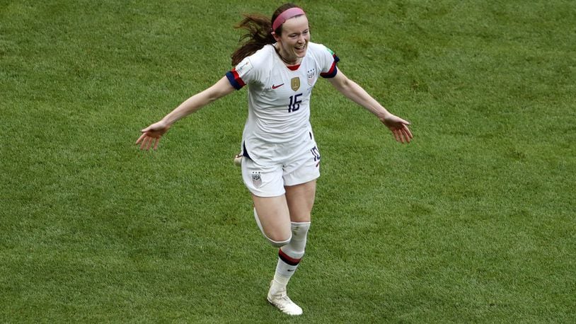 LYON, FRANCE - JULY 07: Rose Lavelle of the USA celebrates after scoring her team’s second goal during the 2019 FIFA Women’s World Cup France Final match between The United States of America and The Netherlands at Stade de Lyon on July 07, 2019 in Lyon, France. (Photo by Robert Cianflone/Getty Images)