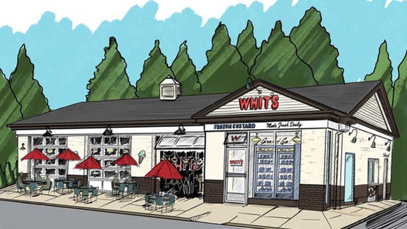 Whit’s Frozen Custard franchise operator Jeffrey Neace said he hopes the Ohio 48 site on the north end of Centerville’s Uptown district will open in late fall. CONTRIBUTED.