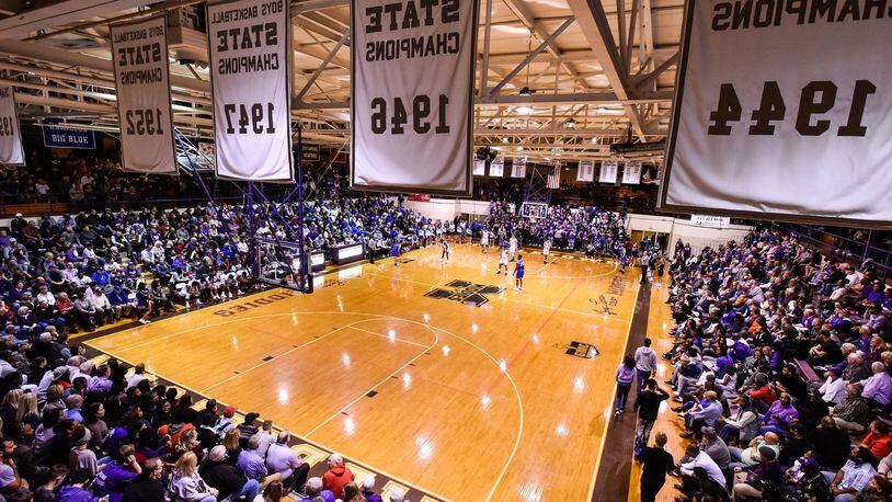 Wade E. Miller Gym was sold out Friday night as visiting Hamilton defeated Middletown 64-58 in the gym’s final varsity boys basketball game. NICK GRAHAM/STAFF