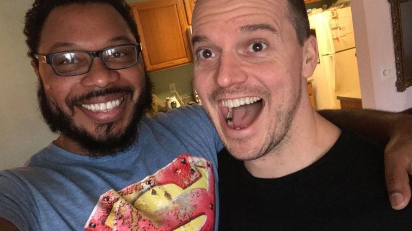 John Keefe (right) and his partner Troy Cornish (left). Keefe is competing in a global, online competition for the title of "World's Favorite Chef."