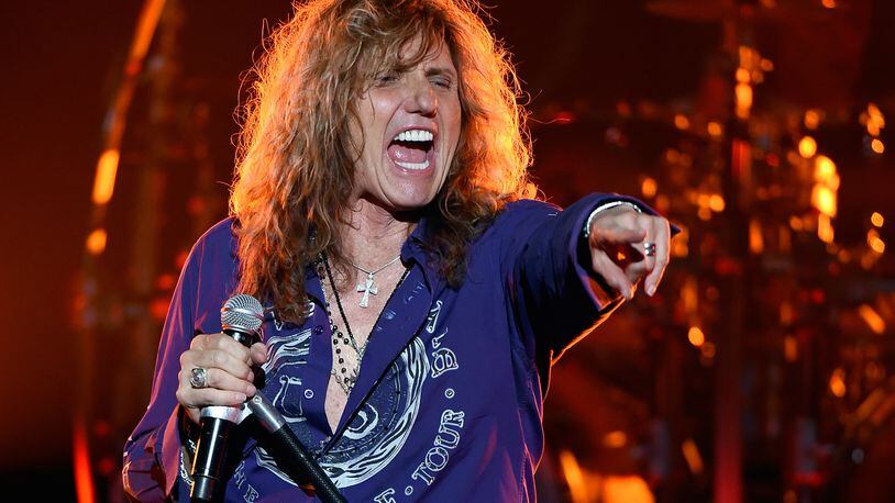LAS VEGAS, NV - JUNE 04:  Singer David Coverdale of Whitesnake performs at The Joint inside the Hard Rock Hotel & Casino as the band tours in support of "The Purple Album" on June 4, 2015 in Las Vegas, Nevada.  (Photo by Ethan Miller/Getty Images)