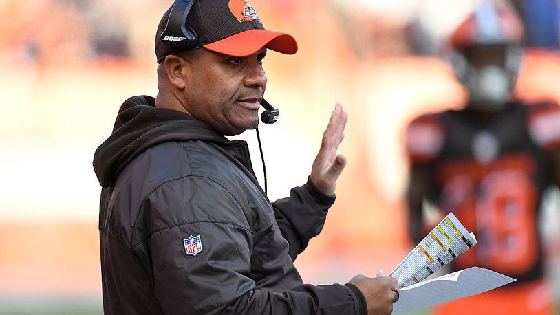 CLEVELAND, OH - NOVEMBER 27: Head coach Hue Jackson of the Cleveland Browns looks on during the third quarter against the New York Giants at FirstEnergy Stadium on November 27, 2016 in Cleveland, Ohio. (Photo by Jason Miller/Getty Images)