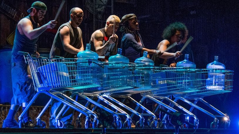 Everyday objects, including shopping carts, become part of the show when the eight members of “Stomp” bring music, dance and comedy to the stage. CONTRIBUTED