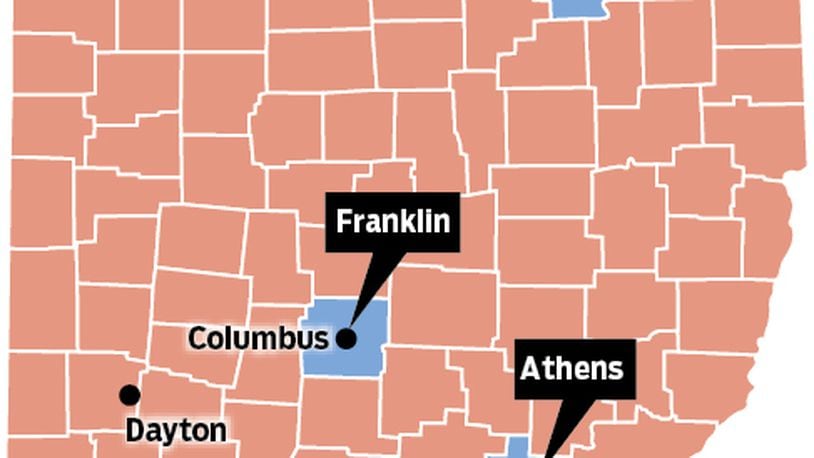 Republican Mike DeWine won 85 of Ohio's 88 counties in the November 2022 race for Ohio governor.