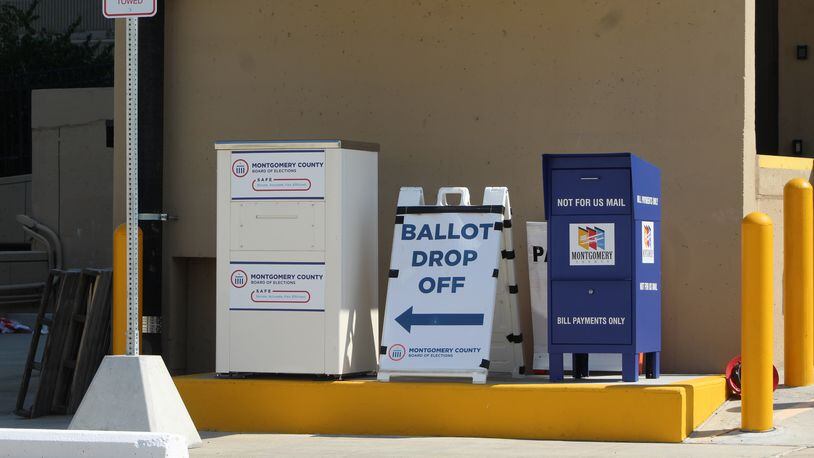Montgomery County's absentee ballot box outside the administration building. CORNELIUS FROLIK / STAFF
