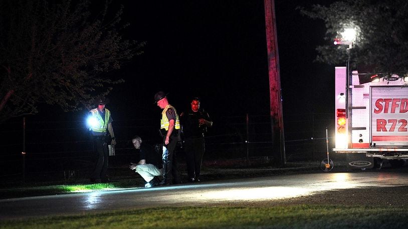 The Ohio state patrol is investigating where two juveniles and a dog were struck by a vehicle on Crabill Road in Green Township Clark County Tuesday night. MARSHALL GORBY \STAFF