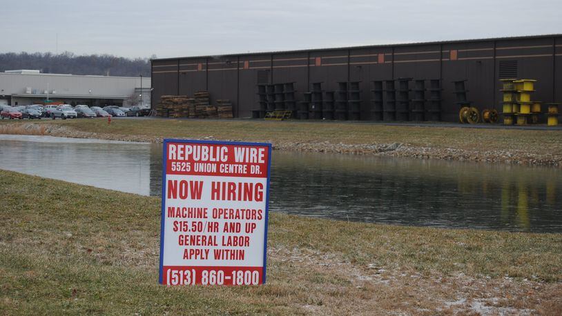 Republic Wire is ramping up hiring efforts ahead of the completion of its fourth expansion in 23 years in West Chester Twp. ERIC SCHWARTZBERG/STAFF