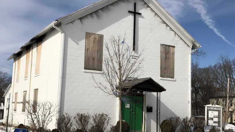 The former Bethel African Methodist Church in Lebanon, badly damaged by a fire in December 2017, is to be replaced at a different location as part of proposed community development project in Lebanon. STAFF/LAWRENCE BUDD