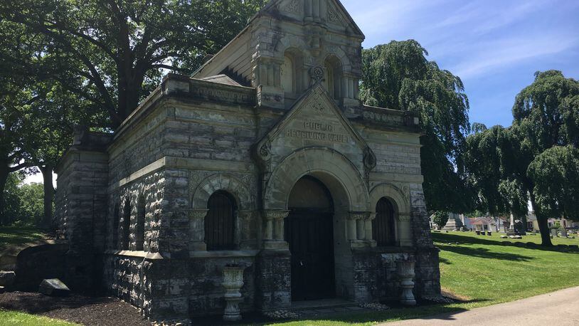 The Public Receiving Vault building at Greenwood Cemetery could use a restoration, and represents some interesting Butler County history. Bodies of soldiers and sailors throughout the years passed through the building on the way to burial. MIKE RUTLEDGE/STAFF