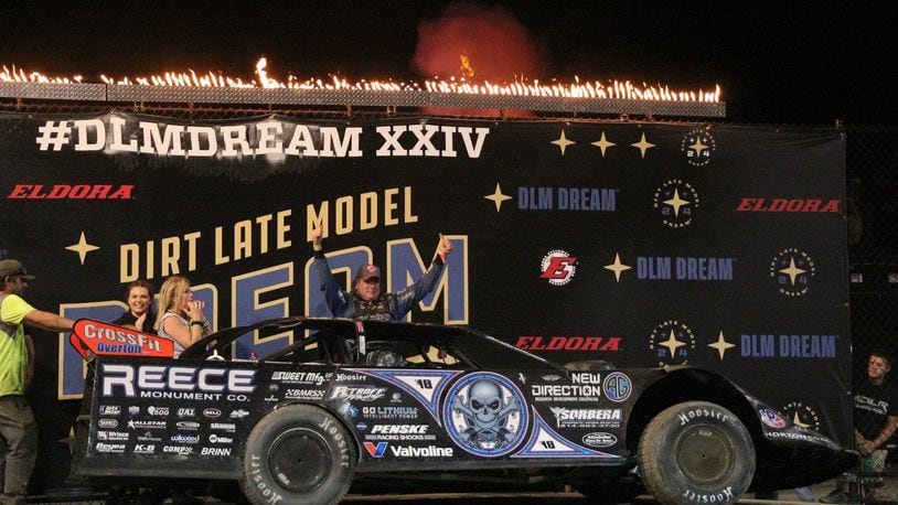 Tennessee’s Scott Bloomquist won his eighth Dirt Late Model Dream at Eldora Speedway on Saturday, becoming the first driver to repeat in the $100,000-to-win event. Greg Billing/CONTRIBUTED