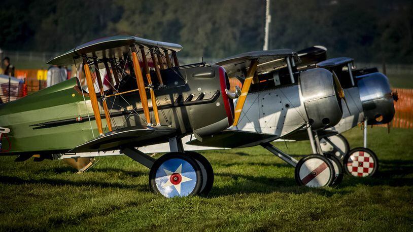 World War I aircraft stand ready before taking to the skies during the during the 10th WWI Dawn Patrol Rendezvous at the National Museum of the U.S. Air Force Oct. 1-2, 2016. (U.S. Air Force photo/Mike Lent)
