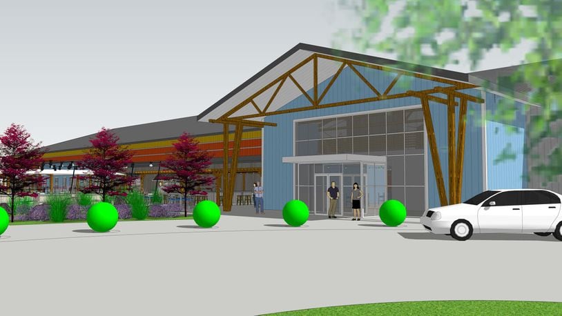 The Pickle Lodge on Kingsgate Way in West Chester Twp. will feature 17 indoor courts, five outdoor courts, a bar, restaurant and event space. Its expected to open its first phase of use in early 2023. CONTRIBUTED/WCPO