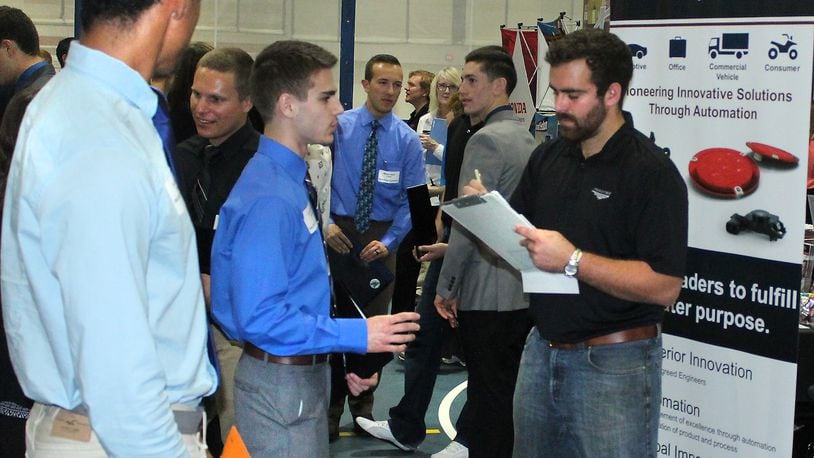 Cedarville University students recently had the opportunity to meet employers face to face at a career fair on campus. JEFF GUERINI/STAFF