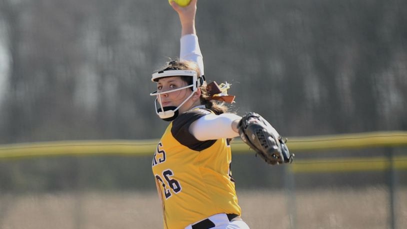 Kenton Ridge pitcher Carly Turner struck out seven to improve to 10-0 following a 5-3 victory against Northwestern. GREG BILLING / CONTRIBUTED