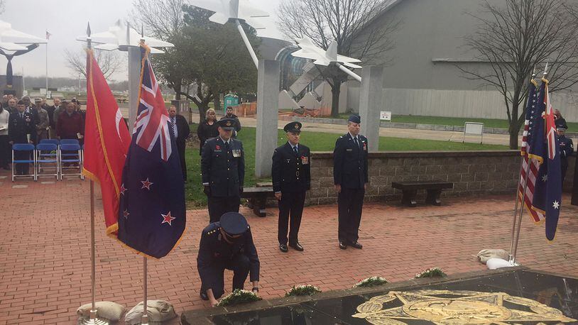 Members of the Royal Australian Air Force based at Wright-Patterson Air Force Base hosted an ANZAC Day commemoration, including an early morning service and a ‘gunfire’ breakfast, in the Valor Park section of Memorial Park at the National Museum of the U.S. Air Force April 25, 2018. (Skywrighter photo/Amy Rollins)