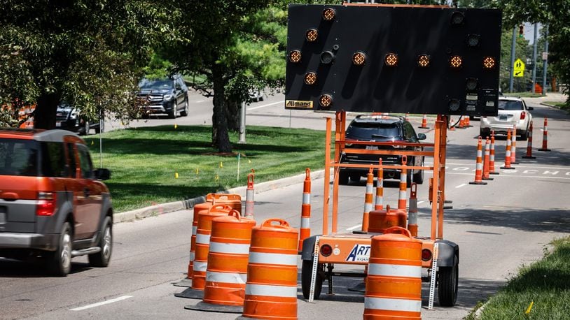 Traffic is set to shift on part of Ohio 48 in Oakwood Monday evening as the city moves closer to completing a $2.1 million sewer reconstruction. The Far Hills part of the reconstruction is expected to end by April 1. JIM NOELKER/STAFF