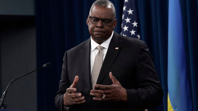 Defense Secretary Lloyd Austin, addresses reporters during a news conference at the Pentagon in Washington on Wednesday, Nov. 17, 2022. The senior Pentagon leader told reporters that initial U.S. assessments backed up the assertion by Poland’s president, Andrej Duda, that a Ukrainian air defense missile had most likely caused the deadly explosion in his country a day earlier. (Yuri Gripas/The New York Times)