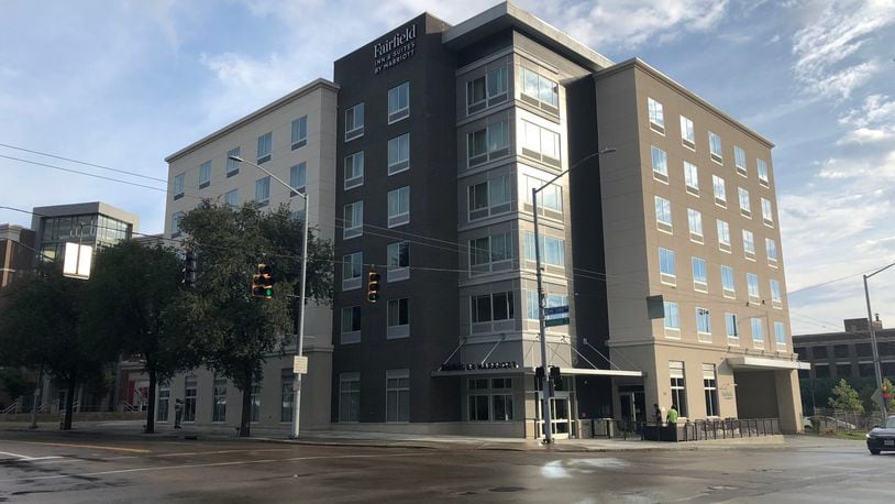 Exterior view of the new Fairfield Inn and Suites by Marriott in downtown Dayton. CORY FROLIK / STAFF