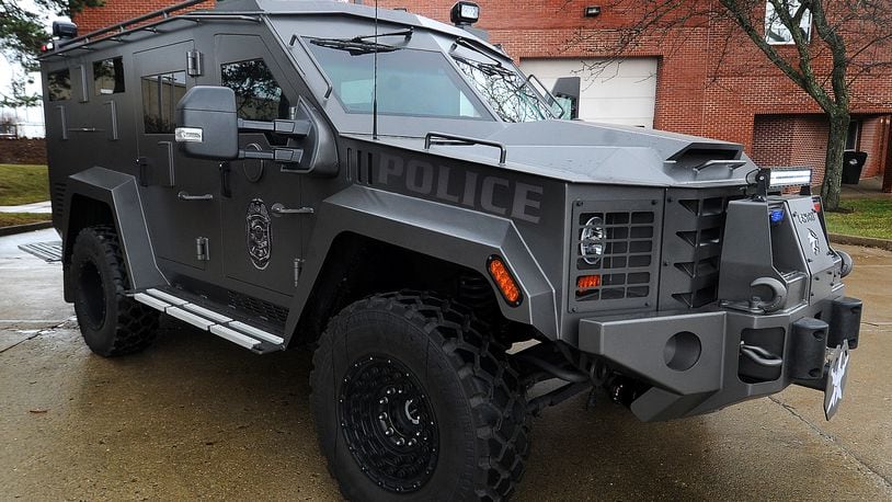 The Kettering Regional SWAT team, which serves several south suburb communities, bought an armored vehicle last year for $286,292. The vehicle’s cost was split per capita by cities of the Miami Valley Communications Council. MARSHALL GORBY\STAFF