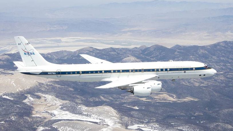NASA operates a highly modified Douglas DC-8 jetliner as a flying science laboratory. NASA Image