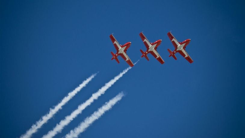 FILE PHOTO: Capt. Kevin Domon-Grenier, a pilot with the Canadian Forces Snowbirds, ejected from his aircraft shortly before the squadron was due to perform, the Snowbirds announced on Twitter on Sunday.