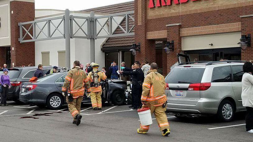 A driver crashed into the Town & Country shopping plaza Saturday afternoon, Jan. 21, 2017, in front of Trader Joe's in Kettering. JEREMY JERRELL / CONTRIBUTED