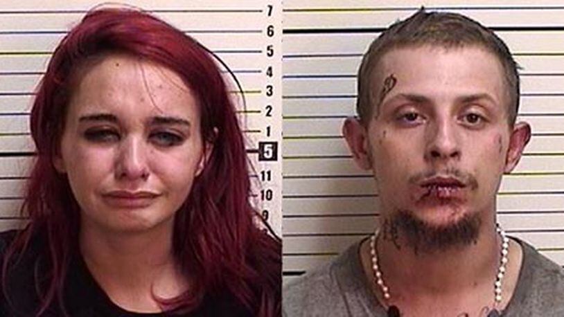 A South Carolina man and woman -- Angel Shuqart (left) and Tyler Rogers -- are behind bars after authorities say they led Camden County deputies on a chase during which drugs and guns were thrown out of the car. (ActionNewsJax.com)