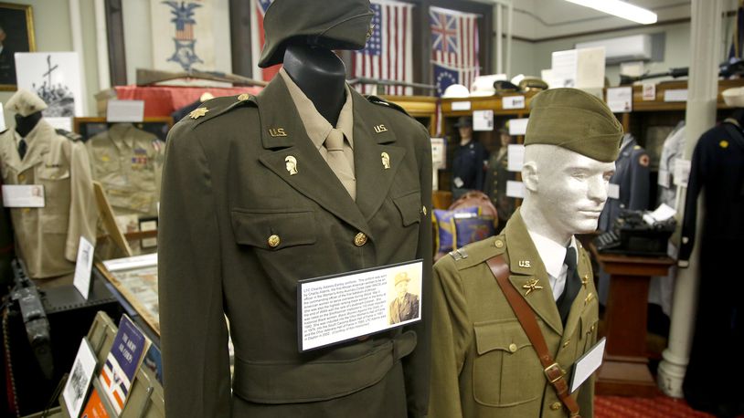 A uniform worn by Charity Adams, the first African American woman to be an officer in the Women's Army Auxiliary Corps, is on display at the Miami Valley Military History Museum. LISA POWELL / STAFF