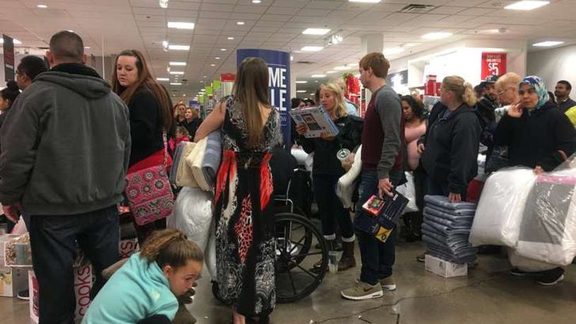 Shoppers crowded the JC Penney in Beavercreek on Thanksgiving. KARA DRISCOLL/STAFF