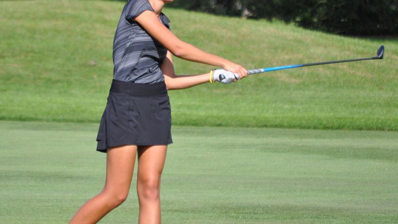 Centerville’s Marissa Wenzler was 1-over and placed fifth overall in the individual state golf competition Saturday at Ohio State. NICK DUDUKOVICH / CONTRIBUTED