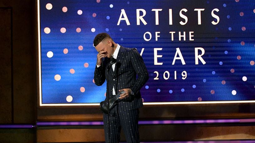 NASHVILLE, TENNESSEE - OCTOBER 16: Honoree Kane Brown accepts an award onstage during the 2019 CMT Artist of the Year at Schermerhorn Symphony Center on October 16, 2019 in Nashville, Tennessee. (Photo by Jason Kempin/Getty Images for CMT/Viacom)