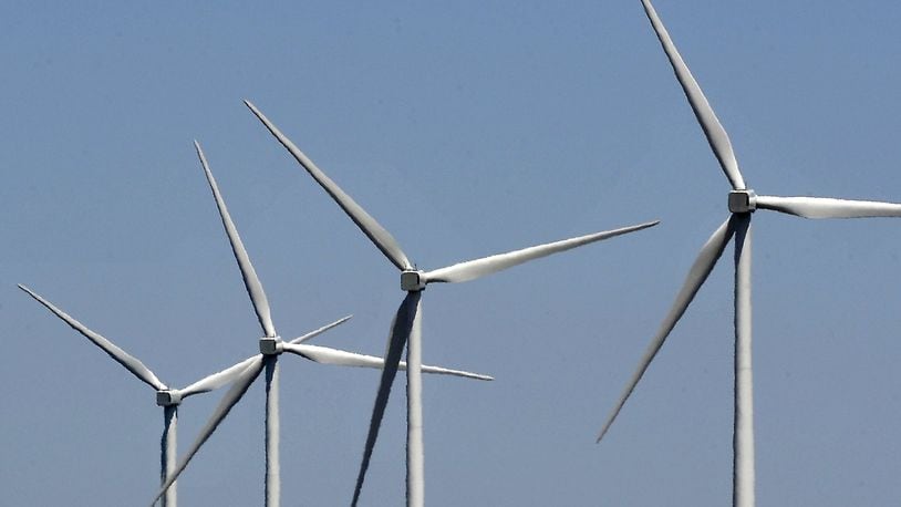 The wind farm in Van Wert County, Ohio Thursday, July 12, 2012. Staff photo by Bill Lackey