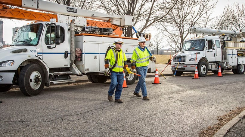 Thousands of AES Ohio customers were without power Monday, March 22, 2021, due to an accident involving a pole. Photo courtesy AES Ohio.